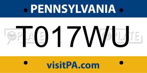 T017WU Pennsylvania License Plate
