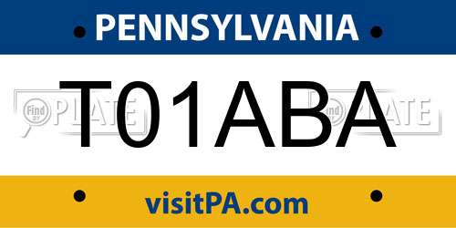 T01ABA Pennsylvania License Plate