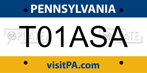 T01ASA Pennsylvania License Plate