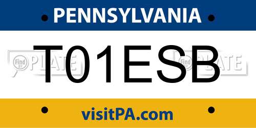 T01ESB Pennsylvania License Plate