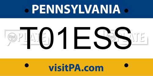 T01ESS Pennsylvania License Plate