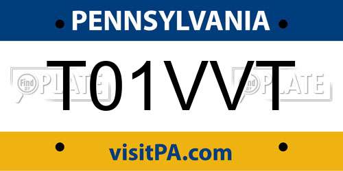 T01VVT Pennsylvania License Plate