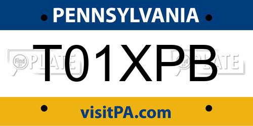 T01XPB Pennsylvania License Plate