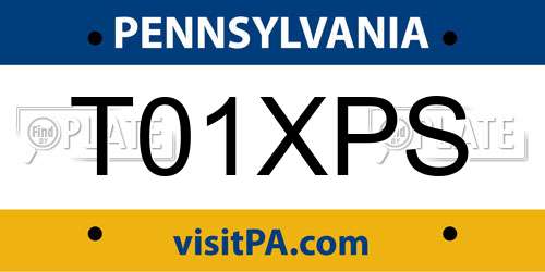 T01XPS Pennsylvania License Plate