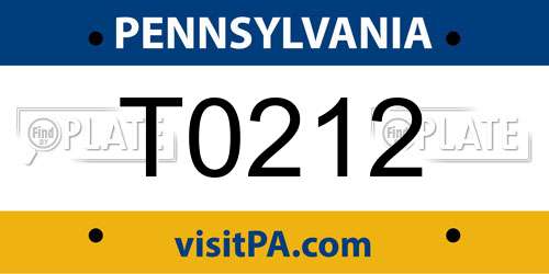 T0212 Pennsylvania License Plate