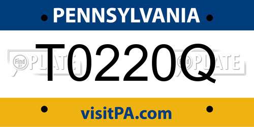 T0220Q Pennsylvania License Plate