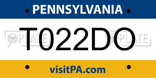 T022DO Pennsylvania License Plate