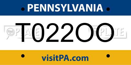 T022OO Pennsylvania License Plate