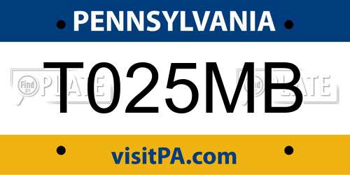 T025MB Pennsylvania License Plate