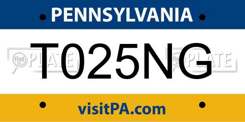 T025NG Pennsylvania License Plate