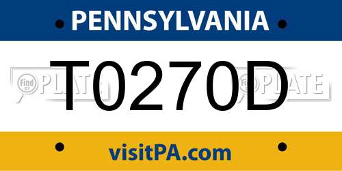 T0270D Pennsylvania License Plate