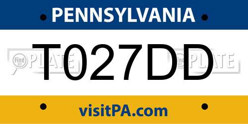 T027DD Pennsylvania License Plate