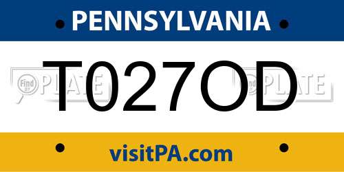 T027OD Pennsylvania License Plate