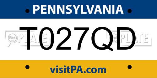 T027QD Pennsylvania License Plate