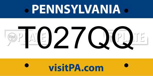 T027QQ Pennsylvania License Plate