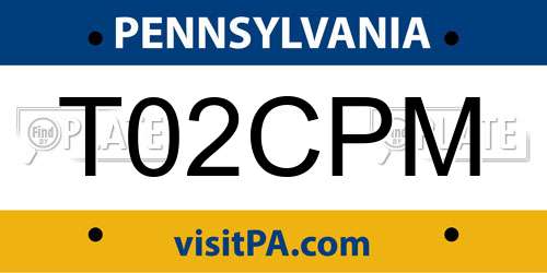 T02CPM Pennsylvania License Plate