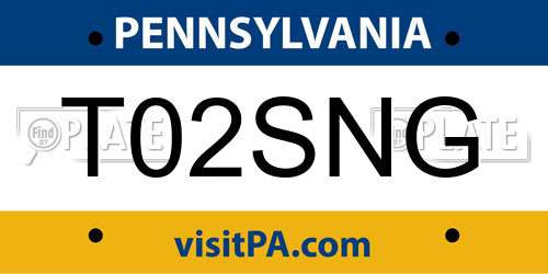 T02SNG Pennsylvania License Plate