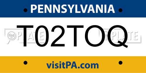 T02TOQ Pennsylvania License Plate