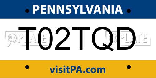 T02TQD Pennsylvania License Plate