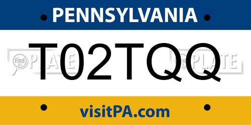 T02TQQ Pennsylvania License Plate