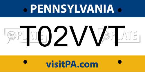T02VVT Pennsylvania License Plate