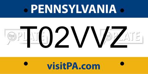 T02VVZ Pennsylvania License Plate