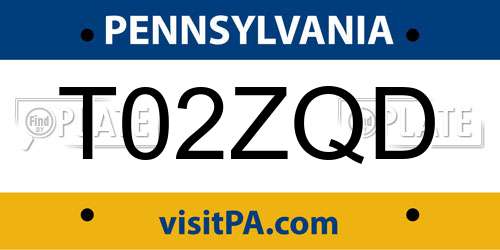 T02ZQD Pennsylvania License Plate