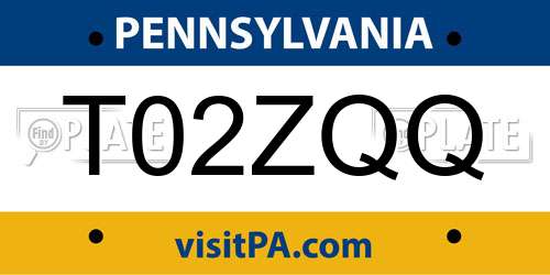 T02ZQQ Pennsylvania License Plate