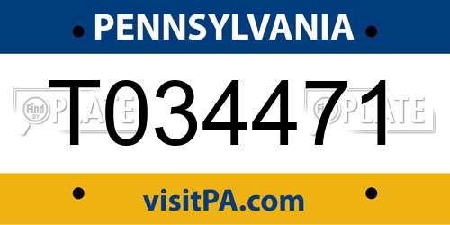 T034471 Pennsylvania License Plate