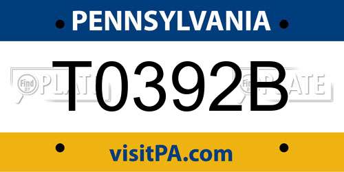 T0392B Pennsylvania License Plate