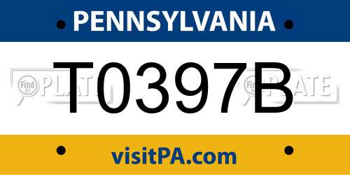 T0397B Pennsylvania License Plate