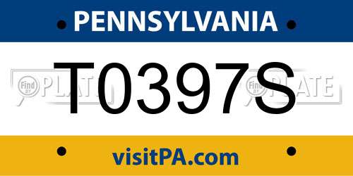 T0397S Pennsylvania License Plate