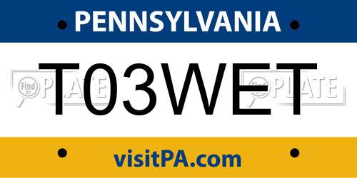 T03WET Pennsylvania License Plate
