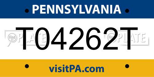 T04262T Pennsylvania License Plate