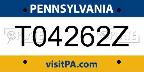 T04262Z Pennsylvania License Plate