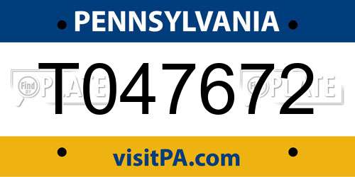 T047672 Pennsylvania License Plate