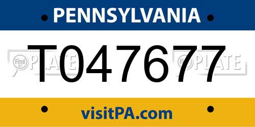 T047677 Pennsylvania License Plate