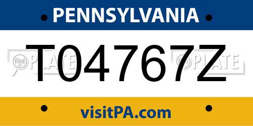 T04767Z Pennsylvania License Plate