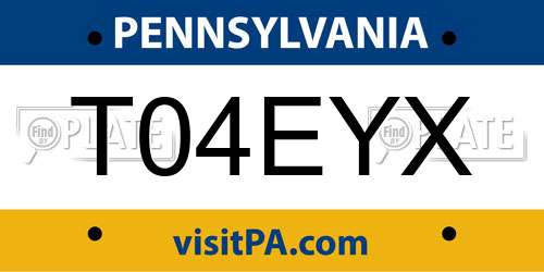 T04EYX Pennsylvania License Plate