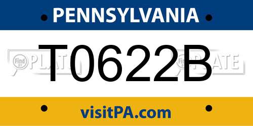 T0622B Pennsylvania License Plate