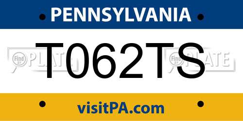 T062TS Pennsylvania License Plate