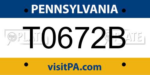 T0672B Pennsylvania License Plate