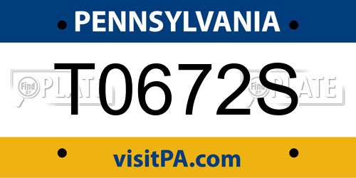 T0672S Pennsylvania License Plate