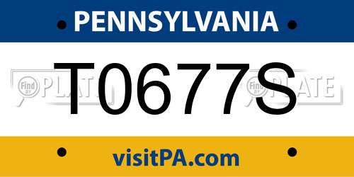 T0677S Pennsylvania License Plate