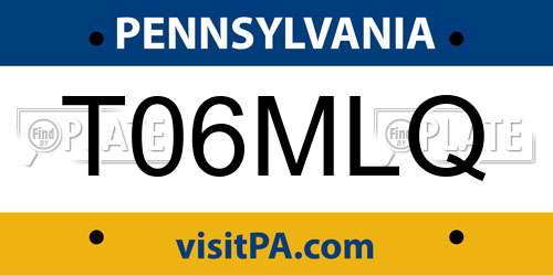 T06MLQ Pennsylvania License Plate