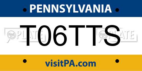 T06TTS Pennsylvania License Plate