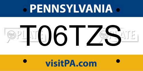 T06TZS Pennsylvania License Plate