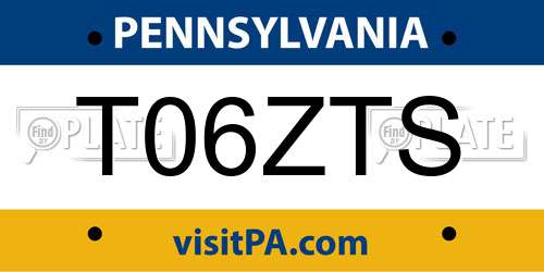 T06ZTS Pennsylvania License Plate