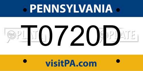 T0720D Pennsylvania License Plate