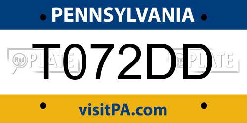 T072DD Pennsylvania License Plate